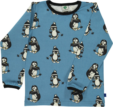 Smafolk Sking Penguins cendre blue longsleeve top