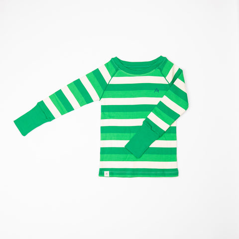 Alba Our Favorite Rib Blouse Kelly Green Stripes