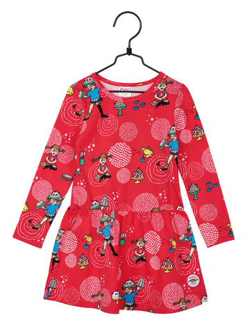Martinex Pippi Party Dress Red Longsleeve