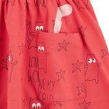 La queue du Chat red girl dress with cat pocket