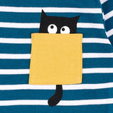 La Queue du Chat Blue stripes with cat longsleece top