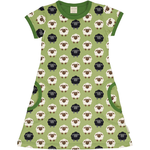 Maxomorra Sheep Green Dress Shortsleeve