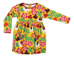 Duns Autumn Flowers Yellow Dress Twirly Longsleeve