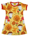 Duns Sunflower and Mushroom Yello Shortsleeve Dress