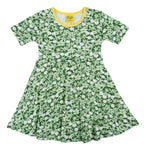 Duns Wood Anemone Green Skater Dress Shortsleeve