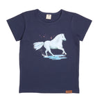 Walkiddy White Horses Mono Dark Blue Top Shortsleeve