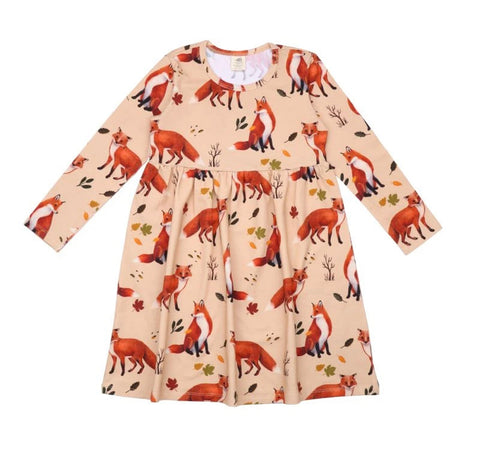 Walkiddy Red Foxes Dress Longsleeve