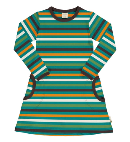 Maxomorra Stripe Lagoon Dress Longsleeve