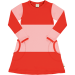 Maxomorra Block Poppy/Blossom Dress Longsleeve