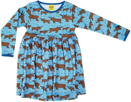 Duns Moose Blue Twirly Longsleeve Dress