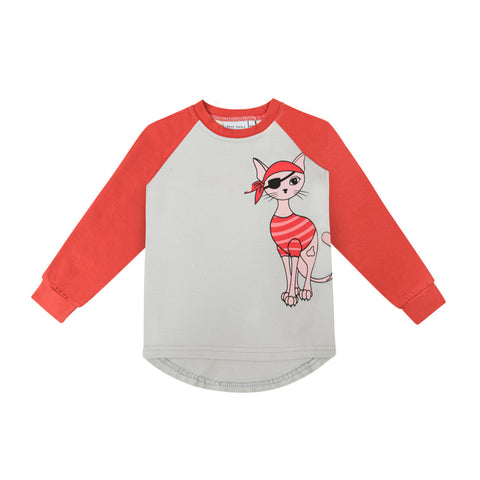 Dear Sophie Piracat Grey and Red Top Longsleeve