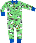 Duns green puffins longsleeve zipsuit