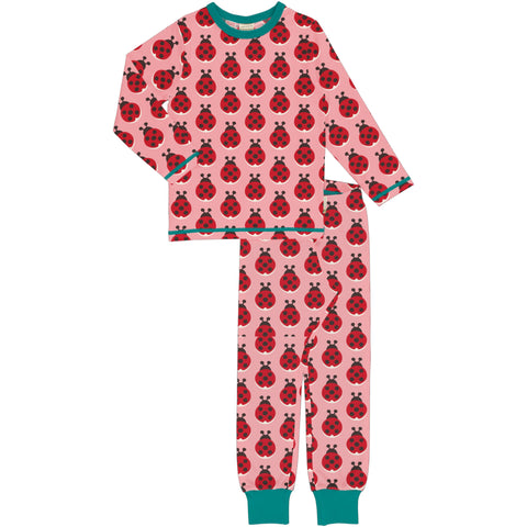 Maxomorra Ladybug Pink Pyjama Set Longsleeve