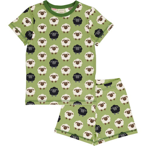 Maxomorra Sheep Green Pyjama Set Shortsleeve
