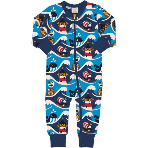 Maxomorra Ocean Rompersuit Longsleeve