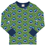 Maxomorra Blue Car Top Longsleeve