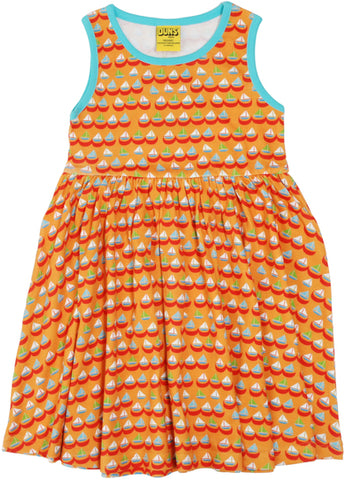 Duns Boat Orange Dress Sleeveless twirly